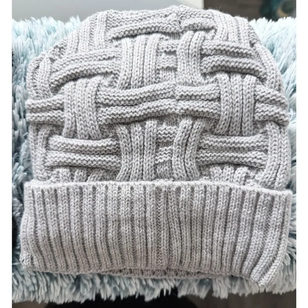 Three Piece Neck, Hat, And Mittens Made For Winter, Black And Gray Brand New